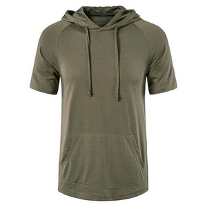 <b>Men's</b> Summer Custom Printed Digital Embroidered <b>Short</b> <b>Sleeve</b> Pullover <b>Hoodie</b> Regular Fit Workout Gym Wear 100% Cotton Customized - Product Image 5