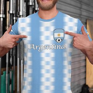 Camiseta de la Selección Argentina de Fútbol, Azul Claro con Patrón a Cuadros Blancos, de Poliéster, con Emblema y Parche de la Bandera - Product Image 5