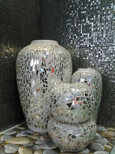 Espejo de vidrio de mosaico antiguo, maceta de ágata, arte de piedras preciosas talladas y artesanías de piedra semipreciosa hermosas coleccionables - Product Image 4