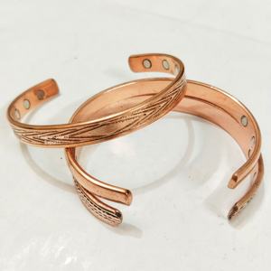 Strong Magnet Copper Cuff Bracelet Fashionable Hammered Magnetic Therapy <b>Wristband</b> for Anti-Inflammation & Pain Relief - Product Image 2