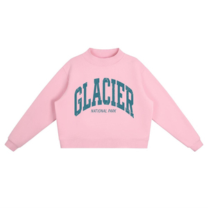 เสื้อสเวตเชิ้ตโอเวอร์ไซส์ลายกราฟิกตัวอักษร GLACIER Montana สำหรับผู้หญิง สไตล์วินเทจ สีเทาอมเขียว ผ้าฟลีซ - Product Image 6