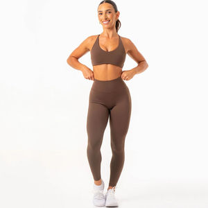 Conjunto de 2 piezas de leggings fruncidos personalizados de talla grande para mujer, cintura alta con cinturilla en V, elástico en cuatro direcciones - Product Image 1