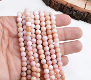 Perles lisses en opale rose naturelle I Perles rondes en opale rose naturelle de 6 mm pour la création de bijoux fins I Perles de qualité supérieure - Product Image 4
