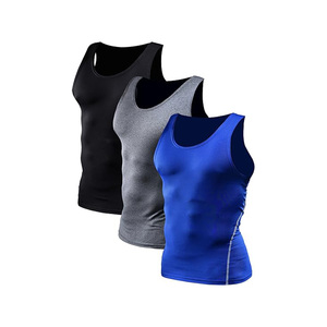 Camiseta sin mangas deportiva casual de poliéster transpirable de color liso con cuello redondo y espalda cruzada para hombre, 220g - Product Image 2