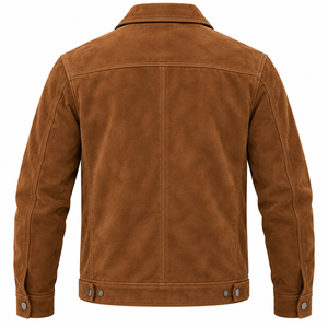 <b>Men's</b> for Brown <b>Suede</b> Eco-Friendly Breathable Quick Dry Winter Zip-Up Jacket Custom OEM Private Label Wholesale Manufacturer - Product Image 2