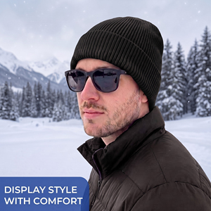 Men's Black Ribbed Knit Beanie Hat Solid Color Warm <b>Winter</b> <b>Cap</b> Casual Outdoor Wear 56-58CM Acrylic Material Hand Knitted Style - Product Image 4