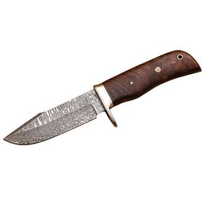 Couteau de camping EDC en acier Damas fait main sur mesure, manche en bois mosaïque, poinçon Damas, fabrication OEM - Product Image 2
