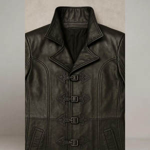 Abrigo largo gótico negro estilo steampunk para hombre, gabardina de cuero PU, disfraz victoriano de Halloween - Product Image 4