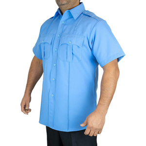 Camisa de trabajo de manga corta para hombre, de poliéster y algodón, para guardia de seguridad, con epaulettes en los hombros. - Product Image 3