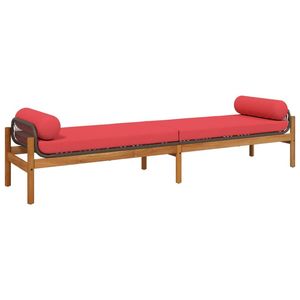 Banc de patio en rotin PE marron et rouge avec housses amovibles, mobilier d'extérieur élégant - Product Image 6