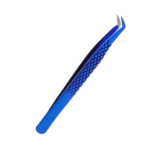 Pinzas para Pestañas de Acero Inoxidable Azules, Punta de Precisión, Superficie Lisa, Forma de Aislamiento - Product Image 1