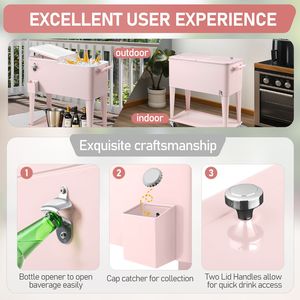 Frigo Portatile Rosa da 80QT con Ruote: Eleganza e Comodità per l'Intrattenimento all'Aperto - Product Image 1