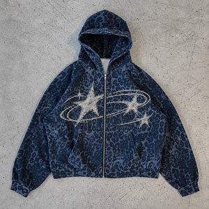 Sudadera con Capucha y Cremallera con Estampado de Leopardo y Bordado de Mariposas para Mujer, Ropa Casual, Estilo Diario, Ropa de Fin de Semana, Looks Urbanos, Ropa de Ocio - Product Image 5
