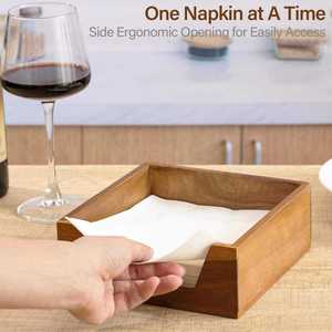 Porte-serviettes et boîte à mouchoirs en bois artisanal de luxe pour espaces de repas avec logo personnalisé - Product Image 3