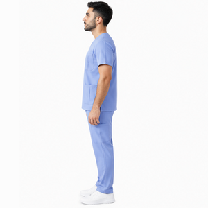 Ensemble d'uniformes médicaux pour hommes, personnalisables, pour le personnel de santé et d'hôpitaux, comprenant un haut à col en V et un pantalon, respirants, vente en gros - Product Image 3