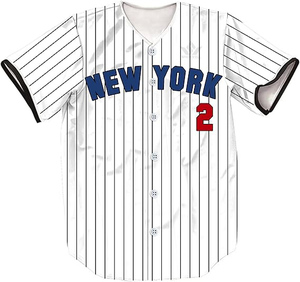 Camiseta de Béisbol de Nueva York para Hombre, Manga Corta, a Rayas, de Poliéster, Absorbente de Humedad, con Botones al Frente, Corte Regular, Uniforme de Equipo - Product Image 6
