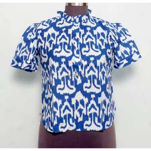 Blusa Casual de Mujer con Estampado Floral Vintage Personalizado, Estilo Coreano, Transpirable, 100% Algodón Ecológico, Manga Corta - Product Image 1