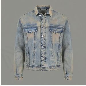 แจ็กเก็ตยีนส์วินเทจของผู้ชายกางเกงยีนส์ซักได้แบบมีรอยขาดแฟชั่นสไตล์สบายๆสำหรับฤดูหนาวขายส่ง - Product Image 2