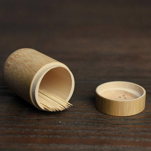 Support à cure-dents en bois sur mesure, portable et anti-poussière, rond, pour accessoires de cuisine d'hôtel (vente en gros) - Product Image 1