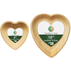 Set per San Valentino - Piatti Usa e Getta a Forma di Cuore in Foglia di Palma Naturale da 6 e 10 Pollici - Product Image 5