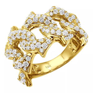 Luxury 14K Solid <b>Gold</b> Diamond <b>Cocktail</b> <b>Ring</b> Women Round Brilliant Cut Flower Shape Wedding Fine Jewelry - Product Image 1