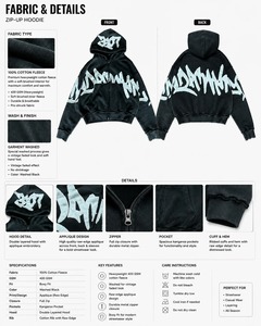 เสื้อฮู้ดดี้โอเวอร์ไซส์แบบสั่งทำพิเศษสำหรับผู้ชาย สไตล์สตรีทแวร์ ซิปด้านหน้า พิมพ์ลายตัวอักษร ผ้าฝ้ายเฟรนช์เทอร์รี่ แขนปกติ ระบายอากาศได้ดี เหมาะสำหรับใส่ในฤดูใบไม้ร่วง - Product Image 5
