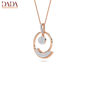 Round Circle Diamond Pendant Necklace <b>Yellow</b> Gold Floral Cluster Drop Pendant Jewelry for Women Fine Fashion Jewelry Gift - Product Image 6