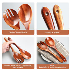 Ensemble de Cuillères et Fourchettes à Salade en Bois Poli Miroir, Design Moderne, Écologique, Lavable au Lave-Vaisselle - Product Image 5