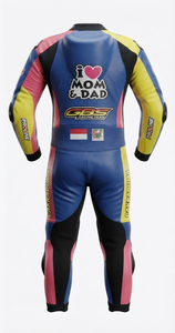 Combinaison de course premium pour homme 1 pièce en cuir de vache véritable/cuir de kangourou, style MotoCP, avec protections niveau 2 - Product Image 2