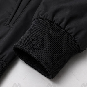 Men's Black Tracksuit Full Sleeve Stand Collar Solid Color Casual Autumn Wear Regular Fit Zipper Closure Midweight Polyester - Product Image 5