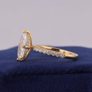 Marquise Diamond Engagement <b>Ring</b> Lab Grown Diamond Anniversary Unique <b>Proposal</b> <b>Ring</b> for Her Hidden Halo Cathedral Setting <b>Ring</b> - Product Image 3