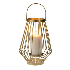 Luxury Modern Gold Wire Mesh Metal Candle Lantern Decorative Iron Wire Hanging Lanterns for Wedding Party <b>Table</b> Centerpiece - Product Image 4
