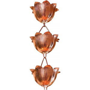 Chaîne de pluie en métal artisanale avec coupelles en cuivre pour une décoration authentique de jardin aquatique de style japonais, installation murale pour balcon - Product Image 3