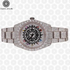 Montre pour homme Charm_Jewells en acier inoxydable, boîtier rond de 42 mm, mouvement à quartz analogique, accents de diamants, fermoir pliant de luxe - Product Image 2