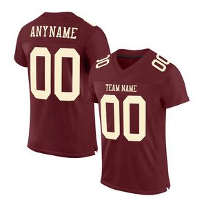 Custom American Football Jersey Gold Maroon V-Neck <b>Mesh</b> Breathable Sublimated Print Team Name Any Name Men's Adult <b>Short</b> Sleeve - Product Image 3