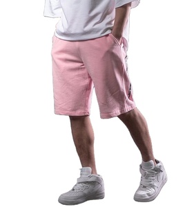 Shorts Bermuda décontractés roses pour homme avec cordon de serrage à la taille et logo imprimé sur le devant, en coton respirant tricoté - Product Image 5