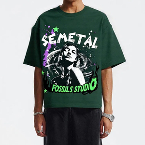 เสื้อยืดคอตตอน 220 GSM ทรงโอเวอร์ไซส์ ไหล่ตก พิมพ์ลาย DTG แขนสั้น คอกลม เสื้อยืดแฟชั่นสตรีทแวร์ แบรนด์ส่วนตัว - Product Image 3