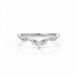 แหวนแต่งงานแบบมินิมอล ลายโค้งเชฟรอน สามารถสวมซ้อนกันได้ แหวนทองคำแท้ 18K สีเหลืองทอง แหวนขอแต่งงานสุดโรแมนติก แหวนทองคำแบบมินิมอล - Product Image 3