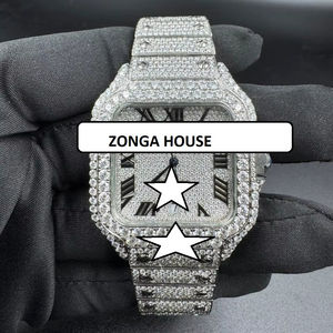 Reloj de Lujo de 41 mm con Cristal de Acero Inoxidable, Cuadrado, con Diamantes Moissanite, Elegante, Estilo Hip Hop, Movimiento Mecánico Japonés Analógico - Product Image 1