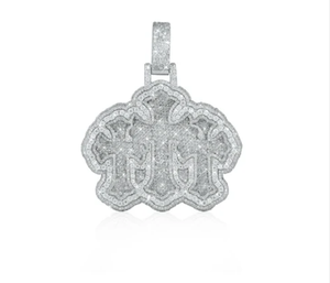 Pendentif Croix Entièrement Sertie de Cristaux, Plaqué Rhodium, en Alliage avec Strass en Cristal, Bijou Unisexe, Cadeau Religieux Chrétien - Product Image 1