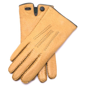 Gants thermiques en peau de mouton pour femme, couleur beige, doux, à doigts complets, hiver, écologiques, faits main, mode extérieure, fête, classiques, à boutons-pression - Product Image 5