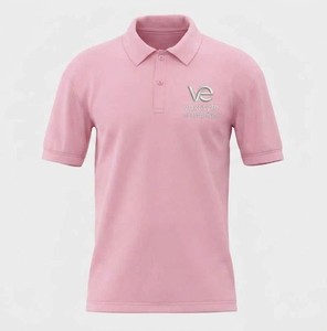 Men's <b>Pink</b> Short Sleeve Cotton Pique <b>Polo</b> <b>Shirt</b> Embroidered Logo Casual Solid Color Front Design - Product Image 1
