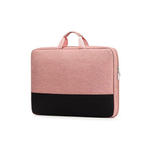 Étui pour ordinateur portable en polyester noir minimaliste avec fermeture éclair, poignée, léger, grande capacité, design unisexe à dos souple - Product Image 1