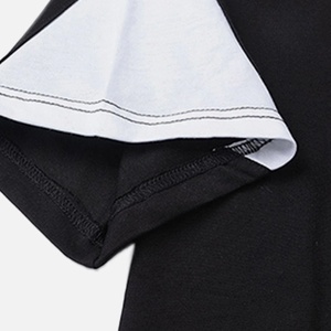 Venta al por mayor de camisetas de manga corta de algodón 100% para hombres de secado rápido transpirable holgado corte ligero estampado coser liso negro liso Jersey - Product Image 3