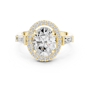 Anillos de Boda de Lujo en Oro Amarillo de 14K con Diamante Cultivado en Laboratorio IGI de 2 CT VS1 Corte Ovalado con Halo, Anillos de Compromiso - Product Image 5