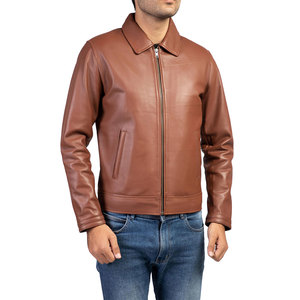 Chaqueta de Invierno de Cuero y Lona de Diseño Personalizado, Color Sólido, Logotipo Frontal para Hombre, Ecológica - Product Image 1