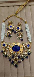 R.K. EXPORT Gold Plated Brass <b>Statement</b> <b>Necklace</b> Set with Red Zircon Imitation Pearl Tassel for Women's Wedding Ethnic Rajasthan - Product Image 3
