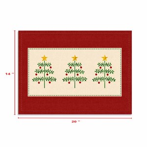 Elegante Mantel Individual Bordado con Diseño de Árbol de Navidad en Color Rojo, Mantel Individual de Algodón Suave de Calidad con Tamaño y Logotipo Personalizados - Product Image 6