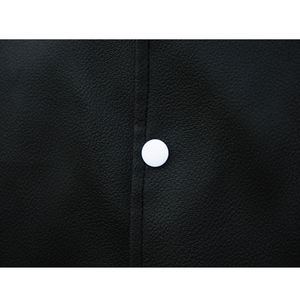Chaqueta Varsity Negra Premium para Hombre, Corte Regular, Color Sólido, Cuello Camisero, Cierre de Botones, Ropa Casual de Otoño, Material de Poliéster - Product Image 5