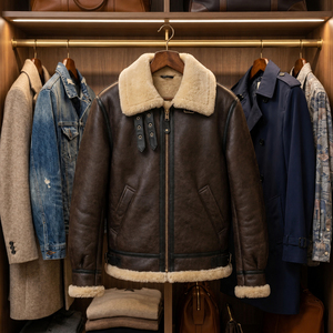 Veste en cuir de mouton pour homme, style sherpa, veste en cuir d'hiver, veste en fourrure chaude pour garçons, nouvelle veste en cuir fourrée - Product Image 6